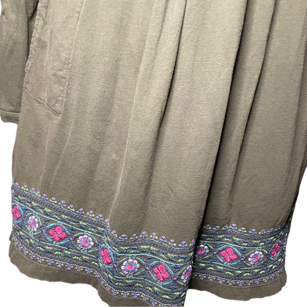 Johnny Was LA Embroidered Long Sleeve Olive Embroidered Dress - Picture 8 of 10